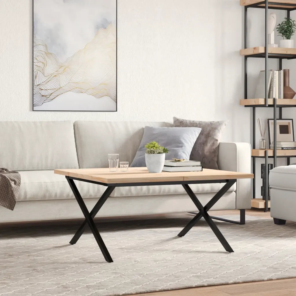 vidaXL Tavolino Salotto Telaio a X 90x90x45,5 cm Legno Pino e Acciaio
