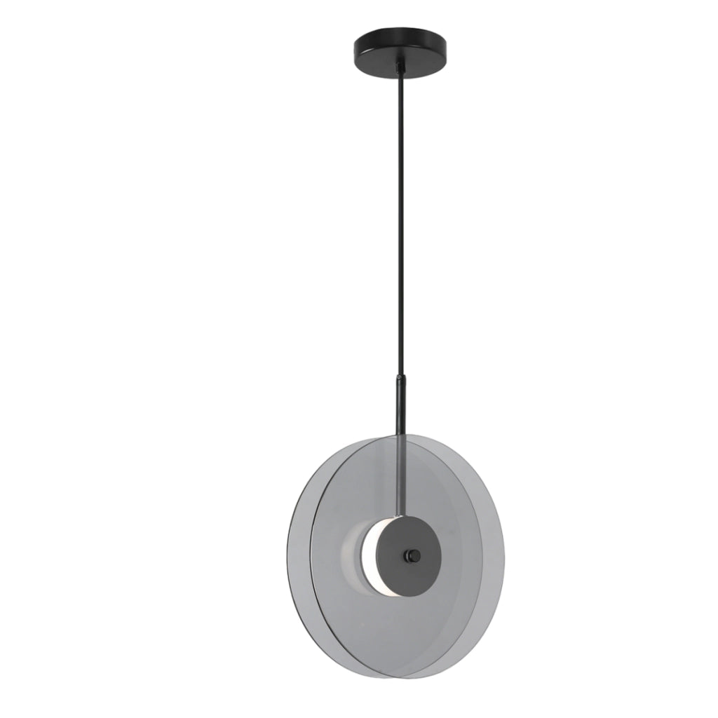 Lampada sospesa verticale CASY nera vetro fumé LED CCT 6W