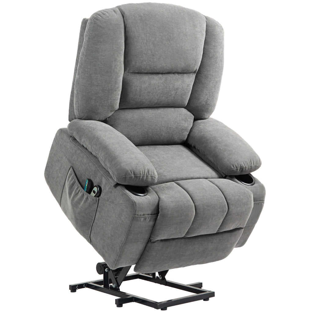 POLTRONA Alzapersona Elettrica Relax 97x90x102 cm Poliestere Grigio Scuro