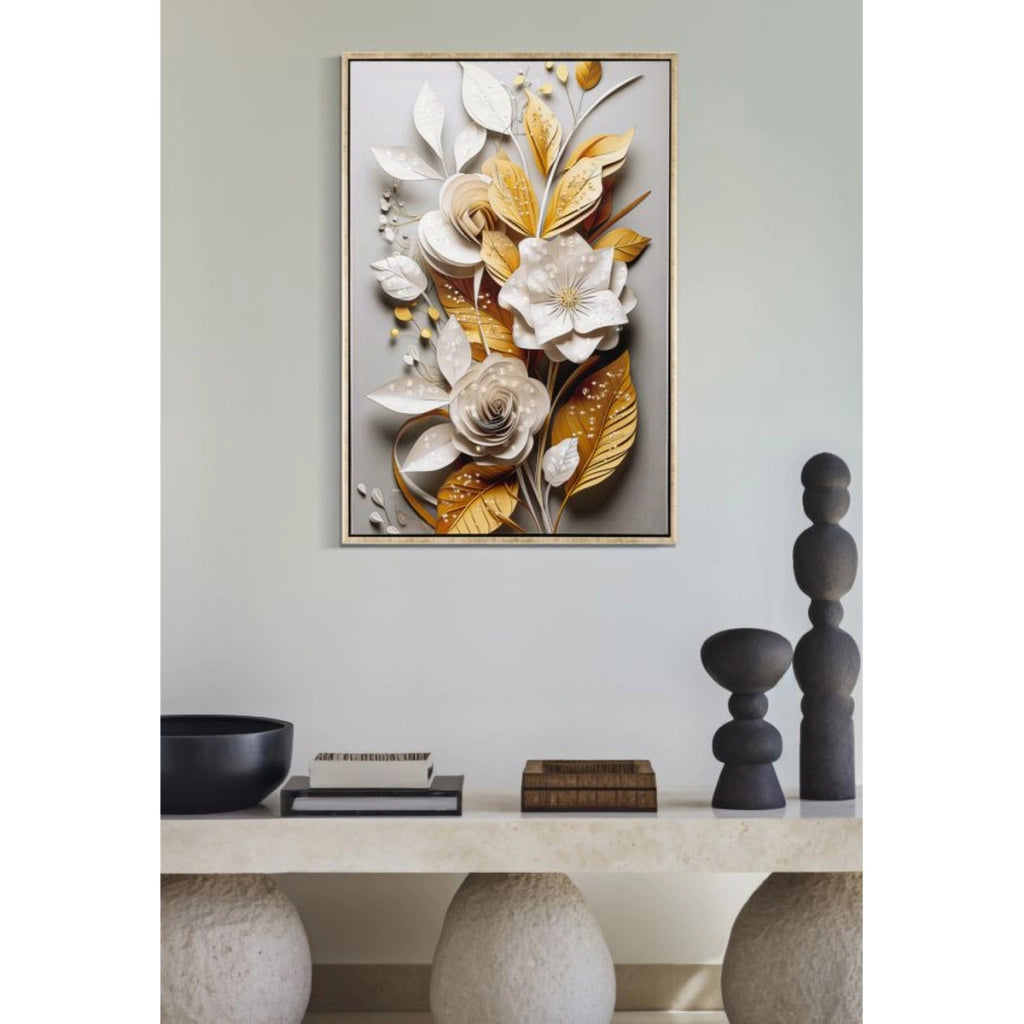 Stampa su Tela Fiori 72, Multicolore, Legno, 42x3,5x62 cm