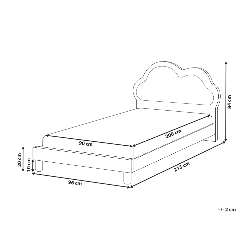 Letto Rosa e Bianco Velluto Imbottito Telaio Poggiatesta 3ft EU Dimensione Singola Camera da Letto Bambini Camera Moderna Tradizionale