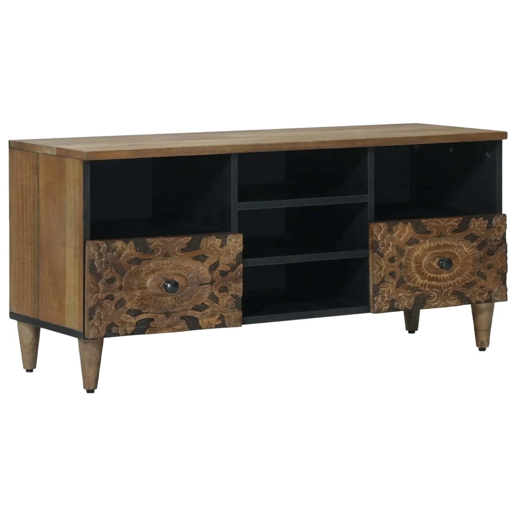 Mobile TV Marrone 100 x 33,5 x 46 cm Legno di mango massello 4018350