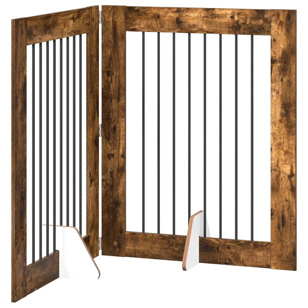 Cancello per cani con supporti 2 pz Rovere Fumo 80 x 100 cm CFW8813867