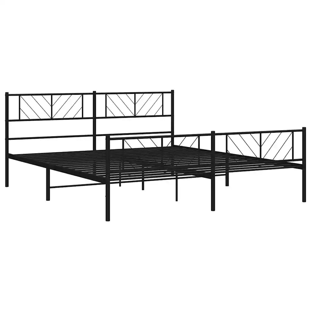 Giroletto con Testiera e Pediera Metallo Nero 193x203 cm