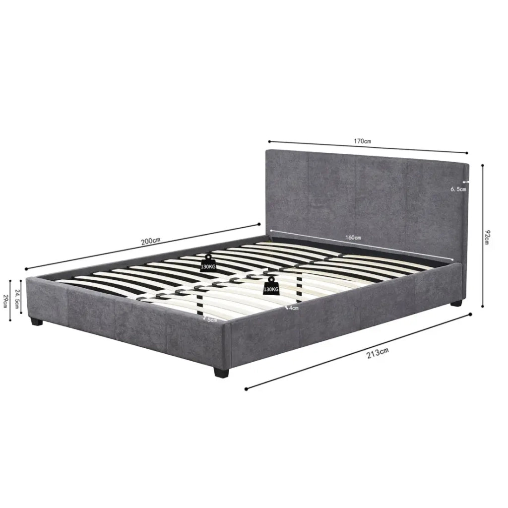 Letto matrimoniale ROMA 160x200 cm – PU grigio – Rete inclusa – Design moderno e comfort quotidiano
