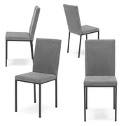 Set 4 sedie imbottite LICYA PLUS, ideale per sala da pranzo, soggiorno, ufficio, tessuto scamosciato colore Grigio con struttura Ghisa, Design moderno