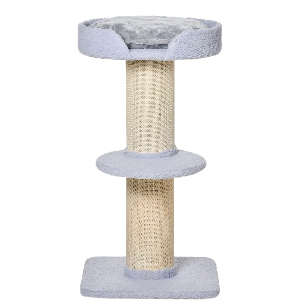 Tiragraffi per gatti 91 cm con piattaforme, cuscino e pali sisal ¨C Xylo ¨C Azzurro