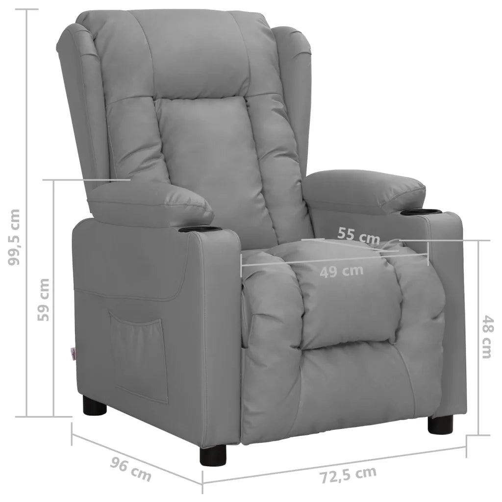 Poltrona Reclinabile Grigia in Similpelle 339072