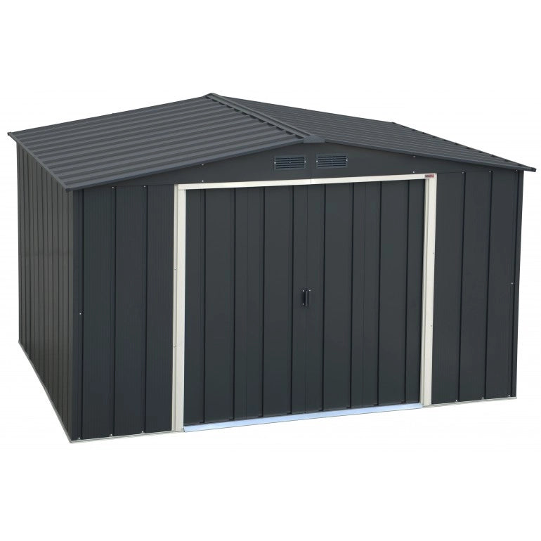 Casetta da giardino premium Ezooza 2422 x 3221x 1961 mm in metallo grigio 10 x 8: soluzione robusta e spaziosa