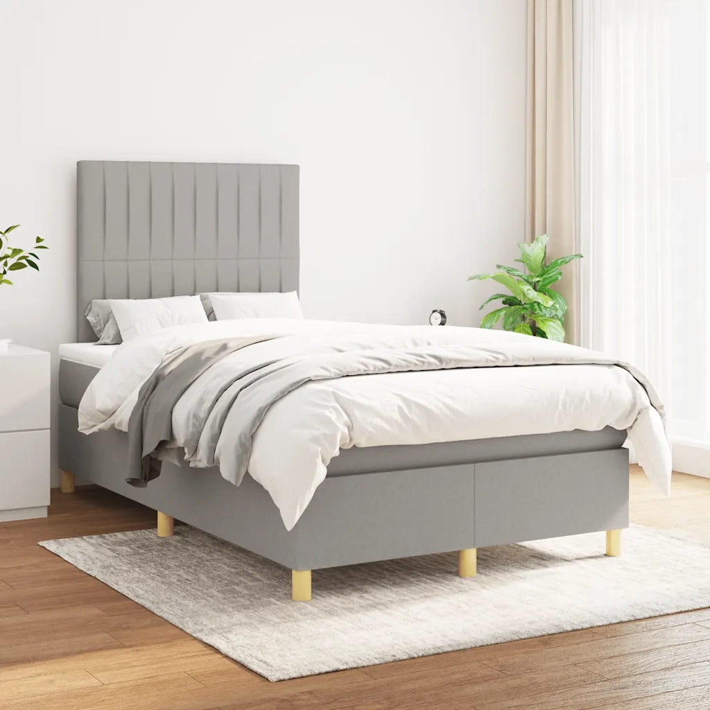 Giroletto a Molle con Materasso Grigio Chiaro 120x190cm Tessuto