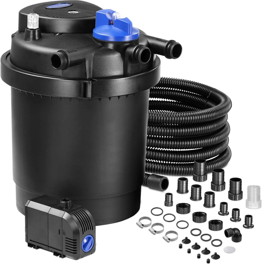Filtro a Pressione per Laghetto con UVC 16L 6000 L/H 11 Watt Set Completo Pompa Potente