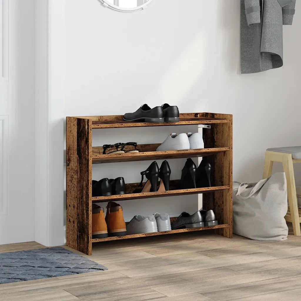 Scarpiera-Scaffale per scarpe Legno Antico 80x25x62 cm in Legno Multistrato