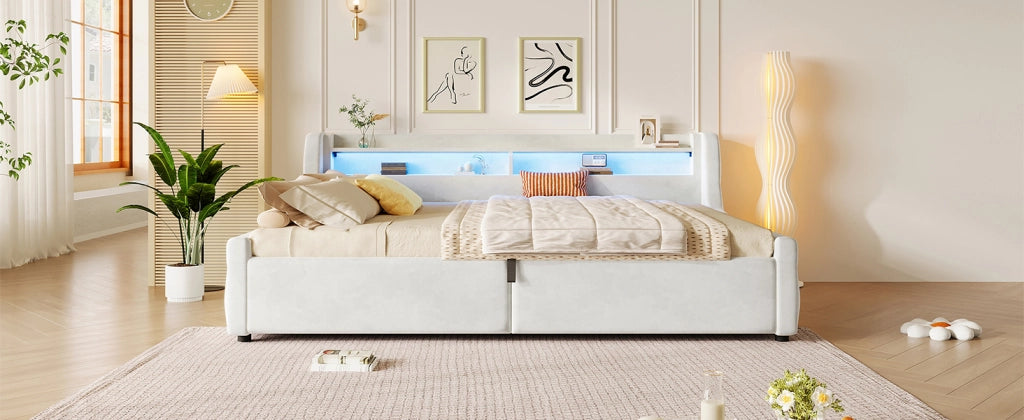 letto a piattaforma flanella off white 140 x 200 cm