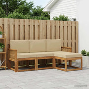 Set di divani da esterno 4 pcs Naturale e Beige Poliestere