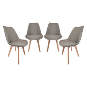 Set di 4 sedie scandinave in legno di faggio e tessuto semplice,