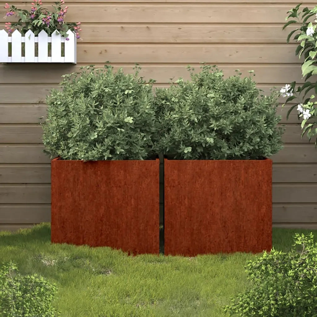 Fioriere 2 pz 49x47x46 cm Acciaio Corten 821552