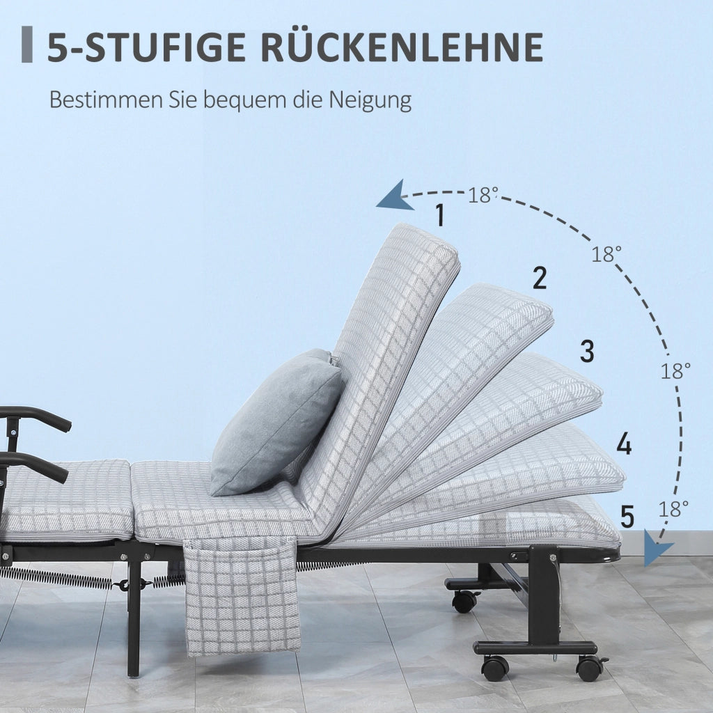 Letto pieghevole ospiti con braccioli e schienale reclinabile ¨C Xylo ¨C grigio chiaro e nero 190x76x33cm