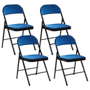 Set 4 Sedie Pieghevoli in Metallo blu e nero sedile e schienale imbottiti