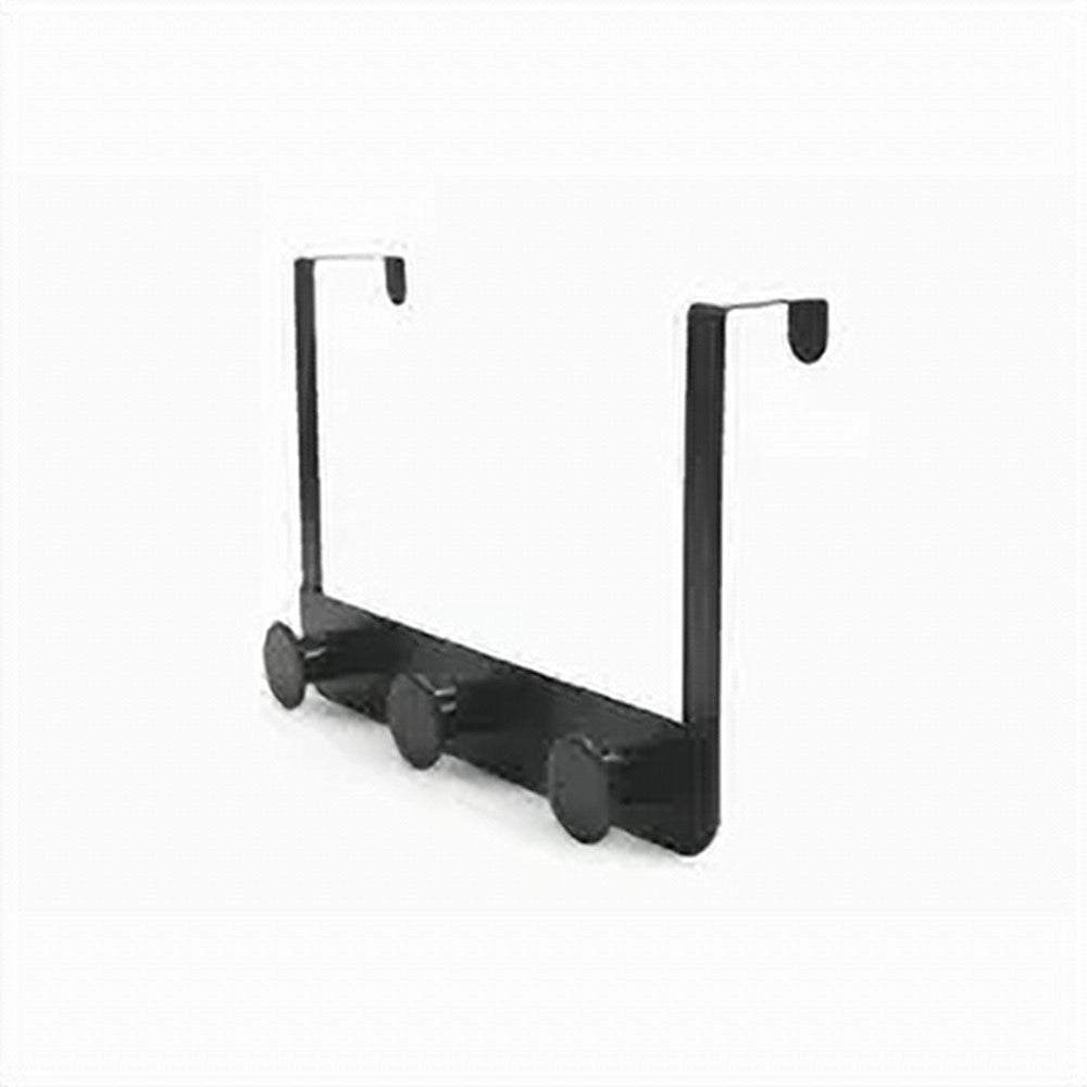 Trade Shop - Appendiabiti Da Porta Con 3 Ganci 19.5x11.5cm Nero Per Asciugamani Vestiti 87776 -