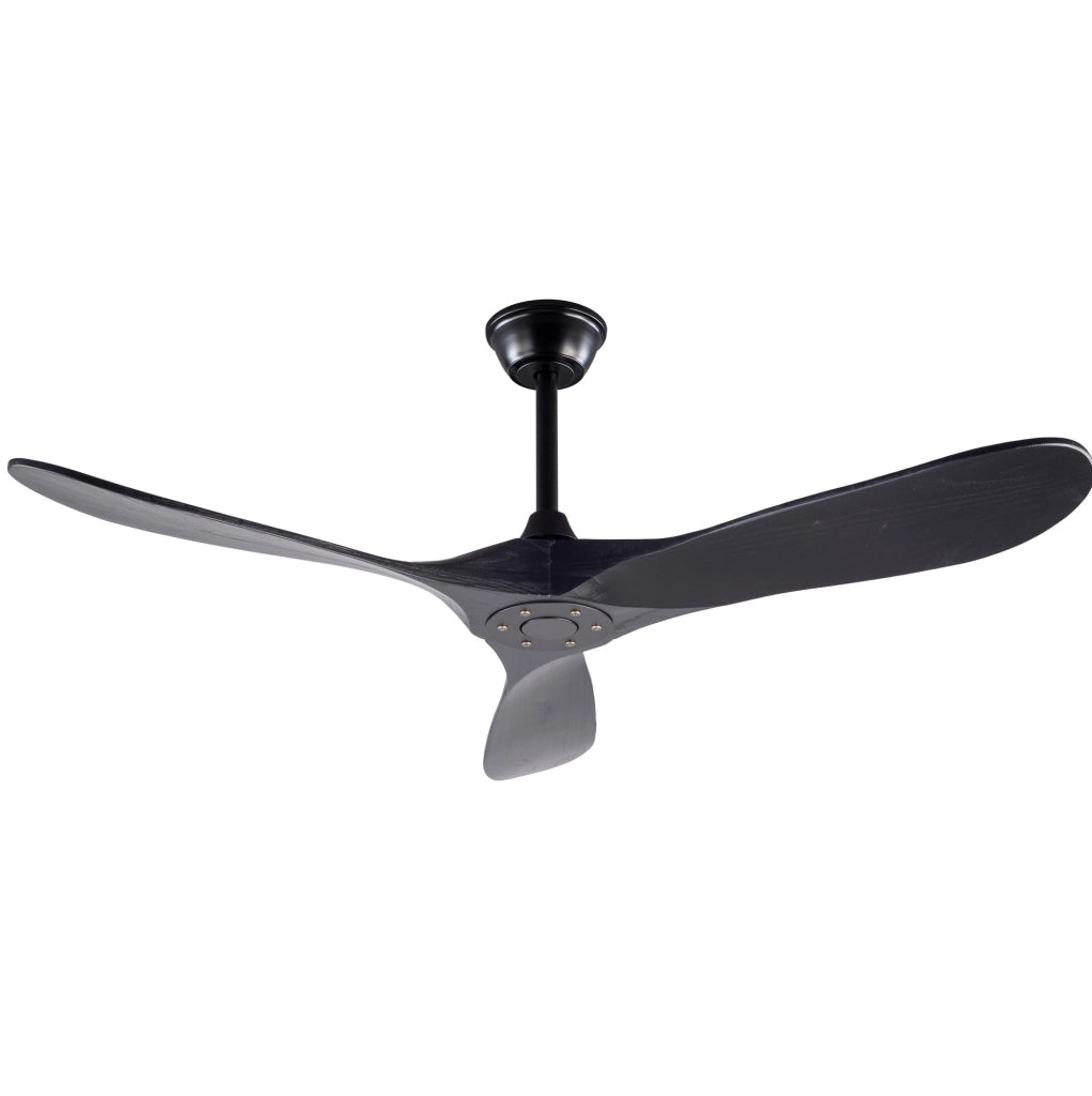 Ventilatore da soffitto 52 pollici nero con 3 pale in legno; telecomando; senza luce