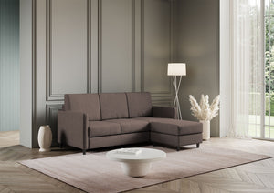 Divano 3 Posti con Pouf 198x155x85 cm Karay in Tessuto Talpa