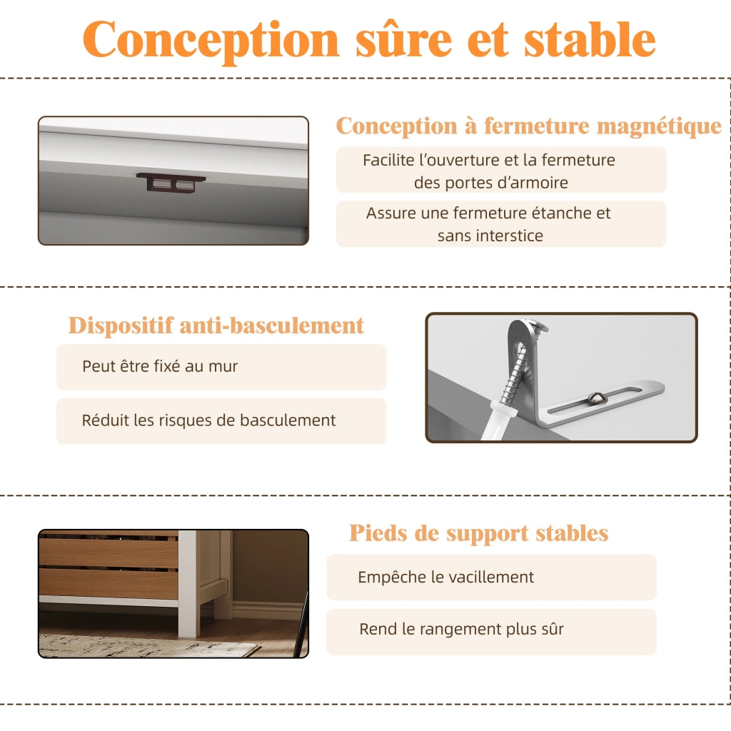 Credenza Cucina Alta con 2 Ante; 5 Cassetti e 2 Ripiani Fissi per Cucina in MDF 80×40×140 cm Bianco