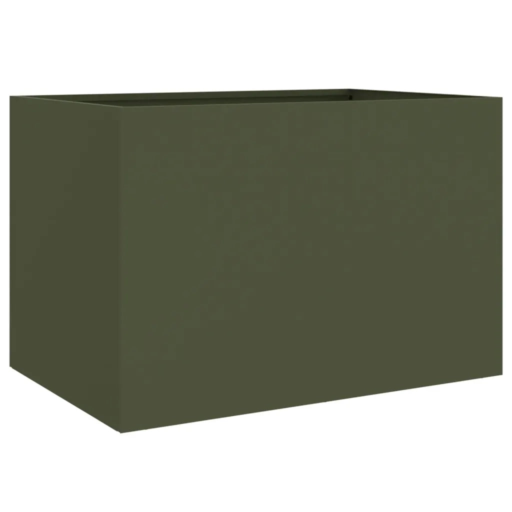 Fioriera | Cassetta per fiori | Vaso Verde Oliva 62x30x29 cm in Acciaio