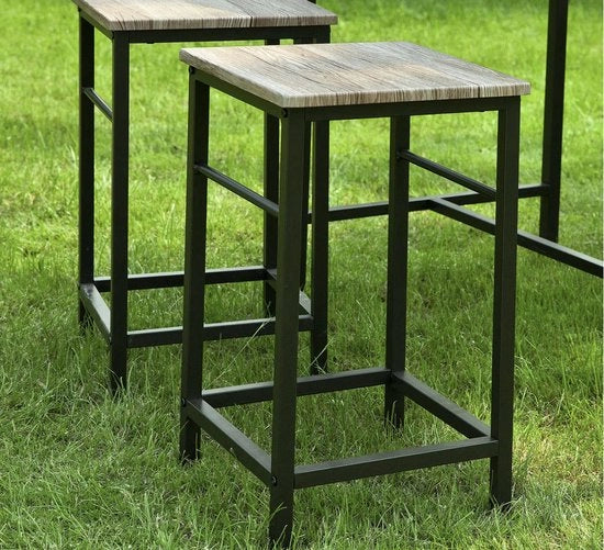 Set di Mara Bartafel - 4 Sedie a Rotelle - Arredamento Esterno e Interno - 5 pezzi - Legno - 100 x 87 x 60 cm