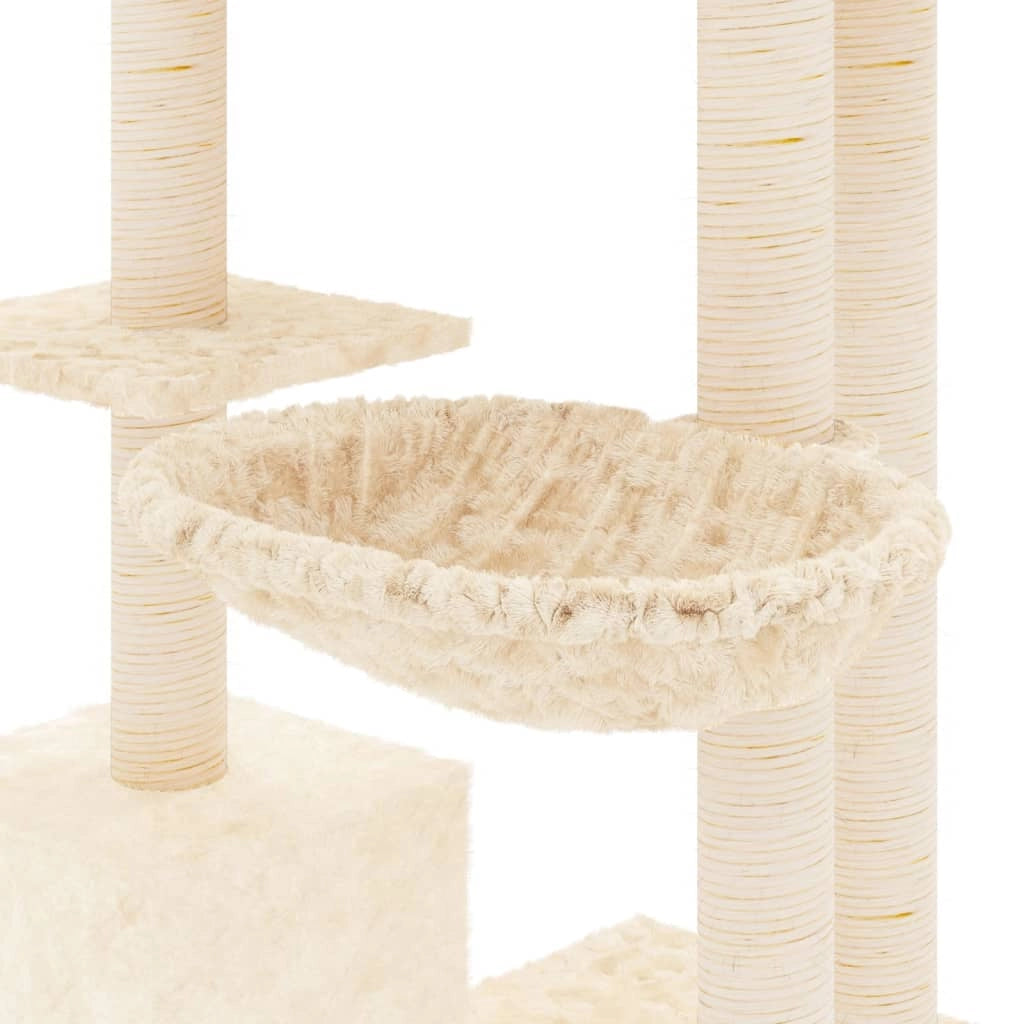 Tiragraffi per gatti torre per arrampicata giocattolo piattaforma per arrampicata con tiragraffi in sisal 142 cm crema 02_0022474