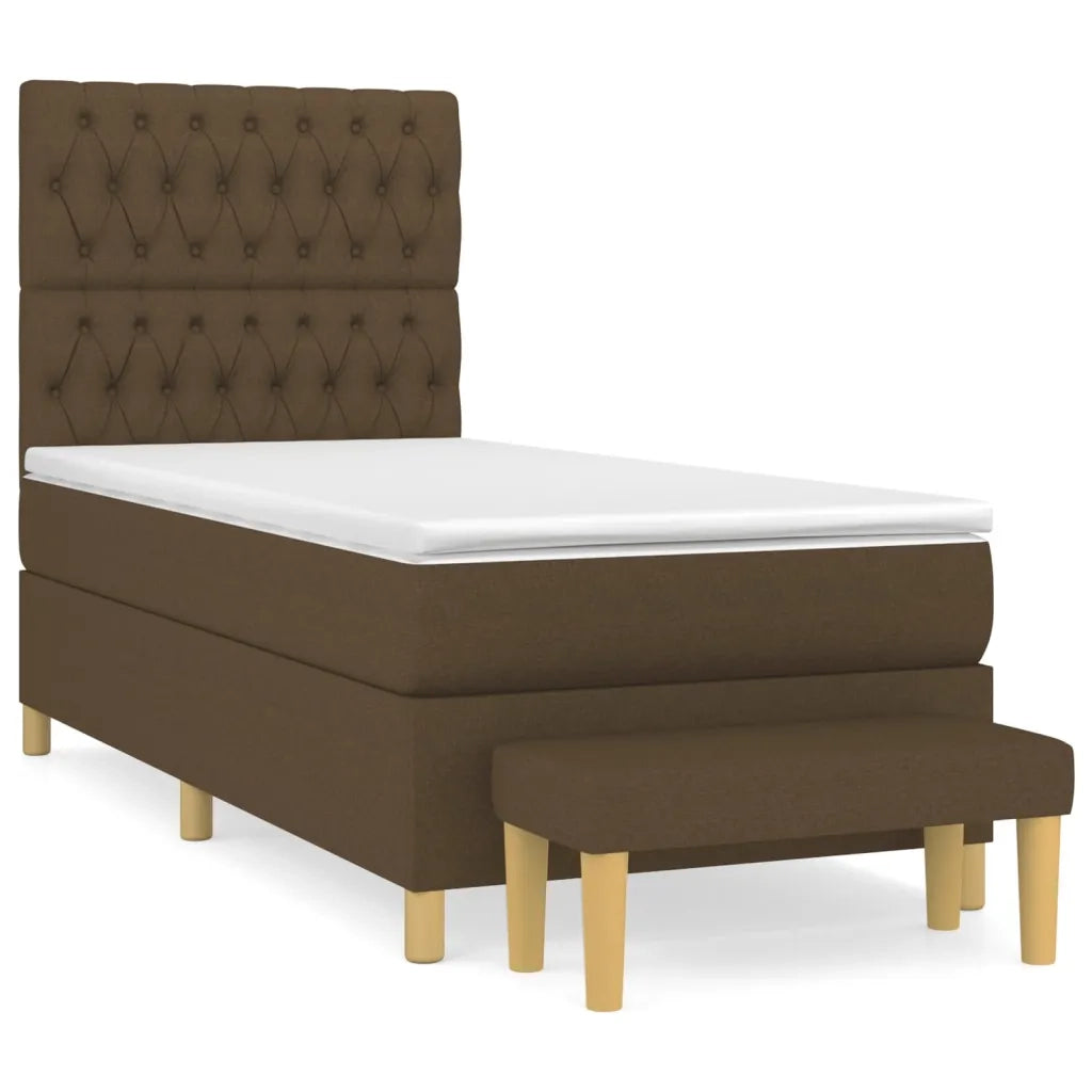 Giroletto a Molle con Materasso Marrone Scuro 90x200 cm Tessuto 3137368