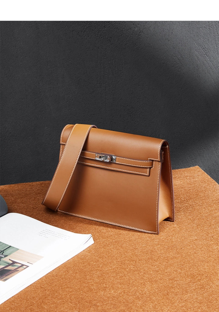 Borsa a tracolla da ballo alla moda in vera pelle marrone