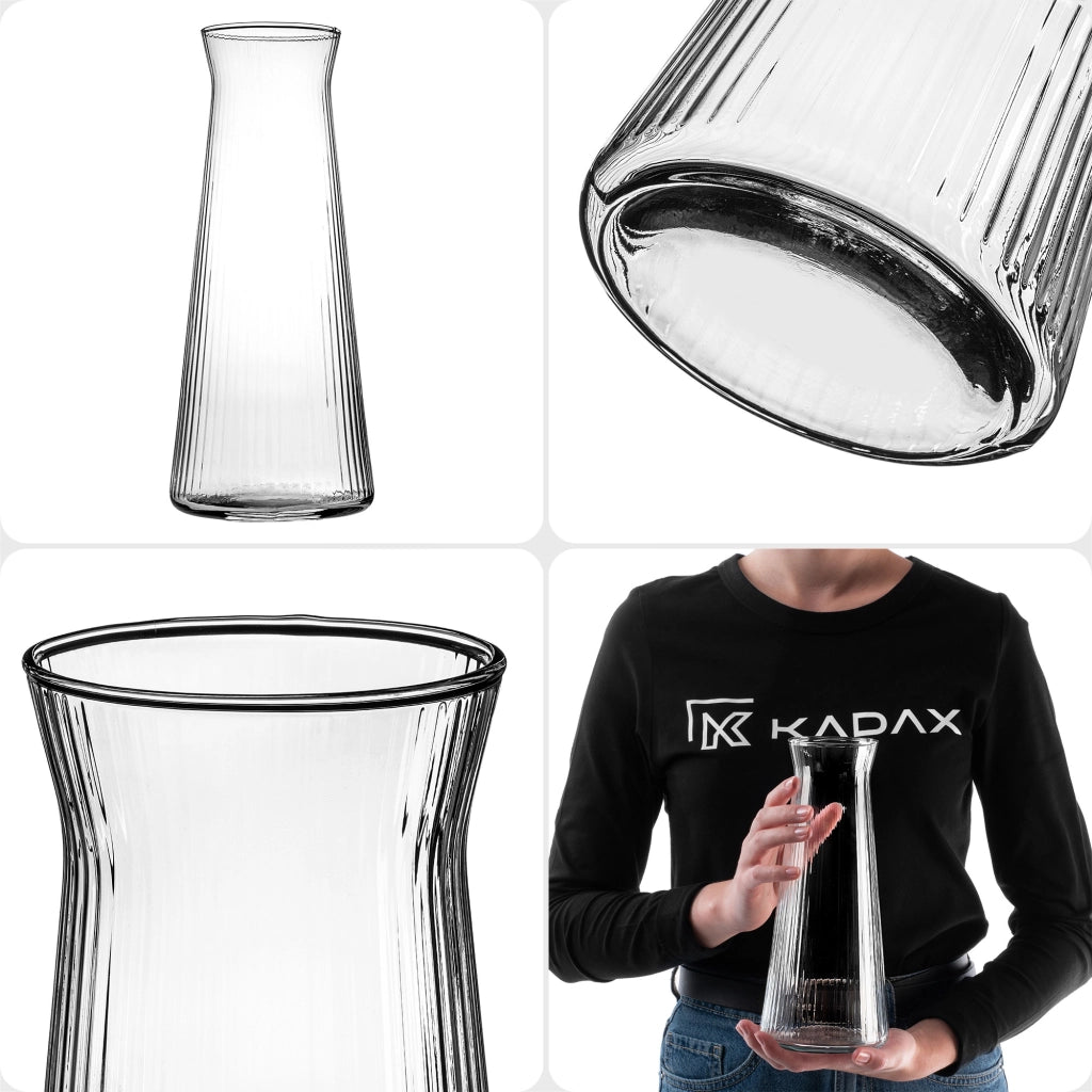 Caraffa in vetro KADAX da 1 litro (1000 ml) per acqua, limonata e altre bevande, con scanalature.