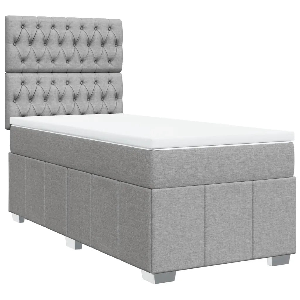 Giroletto a Molle con Materasso Grigio Chiaro 90x190 cm Tessuto