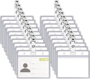 50 ID-kaarthoezen con clip, 9 x 8,5 cm, etichette trasparenti per abbigliamento, clip, ID-kaarthouder con 50 clips, impermeabile, per ID-kaart e identità