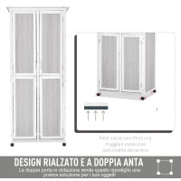 Casetta Porta Attrezzi in Legno di Abete a 3 Livelli con Tetto in Bitume, 77x58x175 cm, Grigio