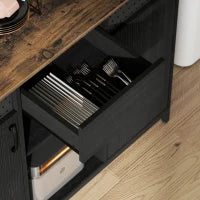 Credenza con 2 Ante, 2 Vani, Cassetto e Ripiani Regolabili 100x40x80 cm Nero e Marrone Rustico