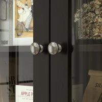 Credenza Cucina Alta con 4 Armadietti, 2 Cassetti e Piano Centrale, 100x40x180 cm, Nero