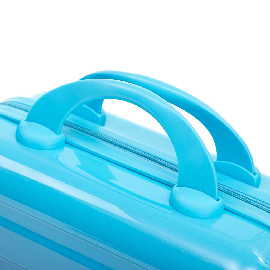 Set di 4 valigie rigide con trolley 360° in pc, manico telescopico a 3 livelli, blu 50.0 × 29.5 × 77.5 cm