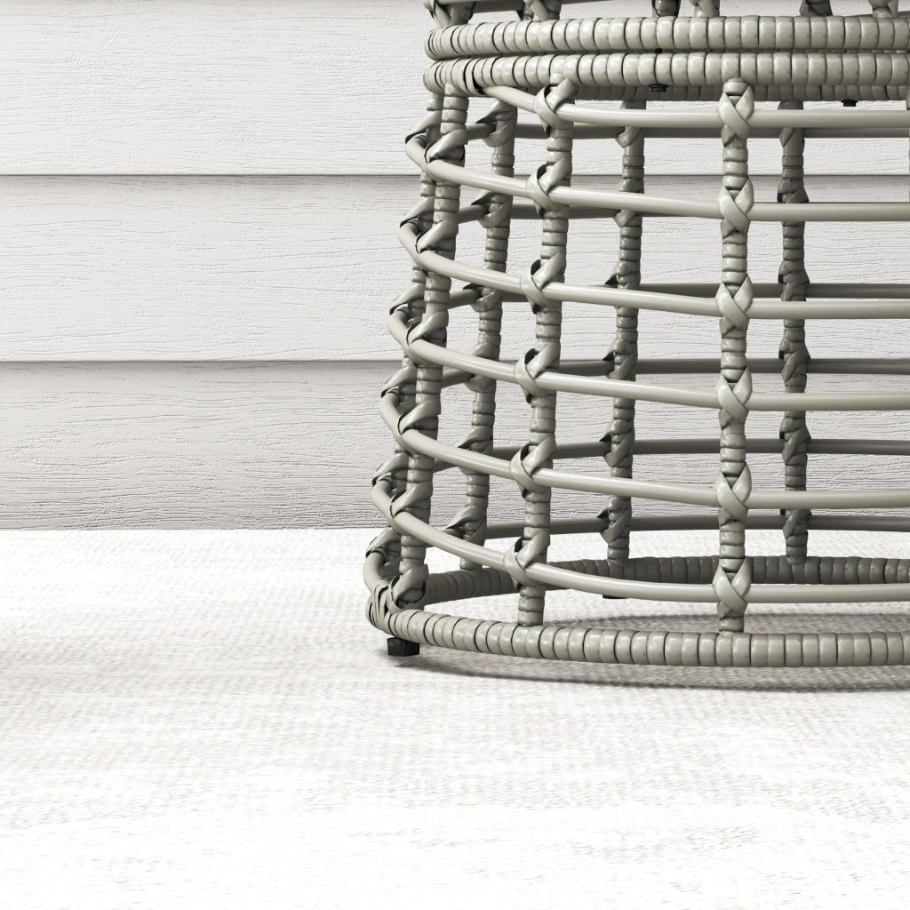 Tavolino da esterno rotondo ¨C zephmum ¨C resina effetto rattan, acciaio, piano composito, grigio, ?45x50 cm