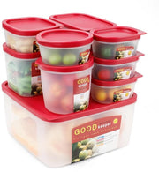 Contenitore alimentare 10 pezzi con coperchio, resistente a microonde e congelatore, contenitore alimentare BPA-free, contenitori alimentari per preparazione di pasti, contenitori di conservazione e contenitori per congelazione.