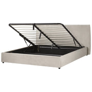 Letto con rivestimento in velluto grigio talpa UE King Size 180x200cm Grande testata classica contenitore Doghe in legno