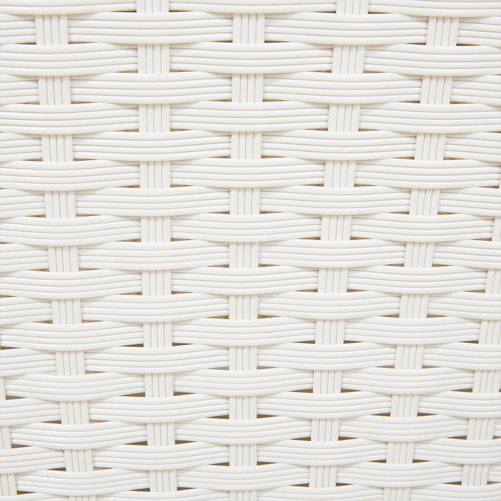Lettino da giardino in finto rattan bianco e grigio con cuscini resistente agli agenti atmosferici