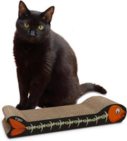 Pavimento per Gatti in Carta 2 Strati Inversibili con Pedali Antiscivolo Include Sacchetto di Catnip a Stile Pesce Dimensioni 44 x 14 x 7 cm