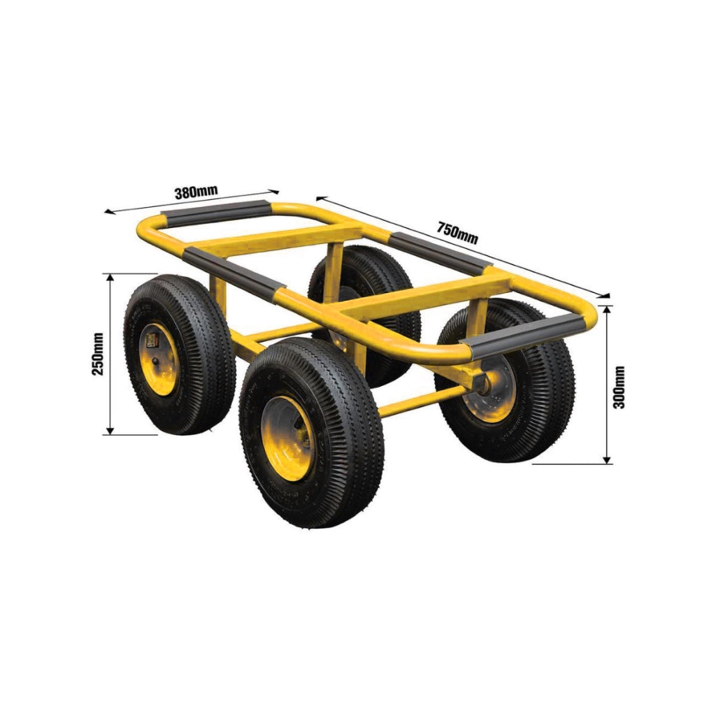 Carrello in metallo 750x380mm con ruote pneumatiche da 250mm