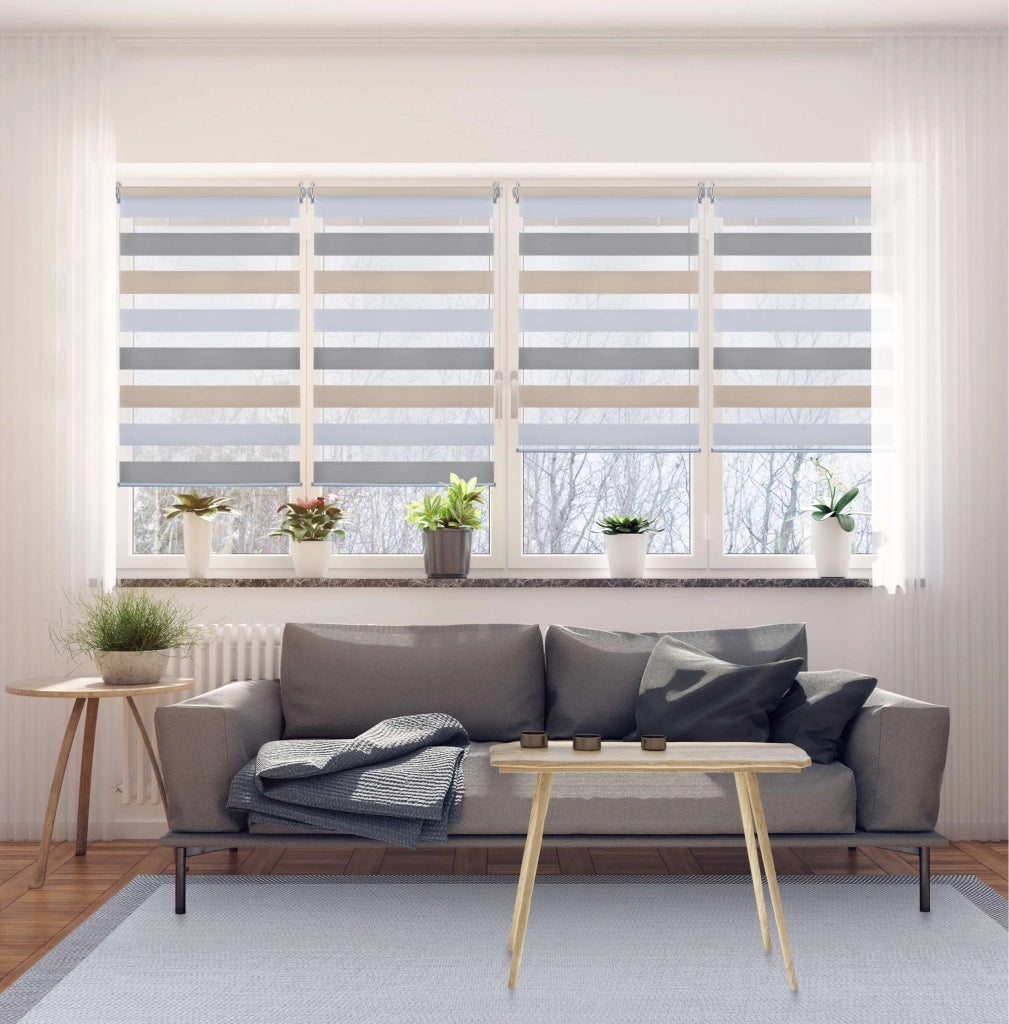 Tenda a Rullo giorno / notte installazione senza foratura EasyFix Bianco-grigio-beige 90x180 cm