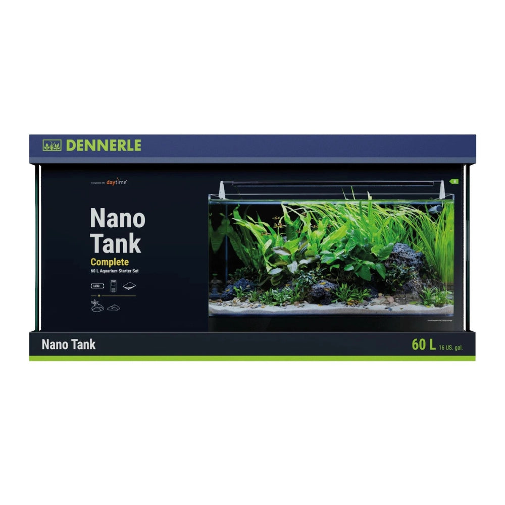 Dennerle Nano Tank Complete 60L - acquario con vetro panoramico cm60x35x30h con filtro, LED e substrato