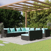 Set Divani da Giardino 9 pz con Cuscini in Polyrattan Nero cod mxl 30026