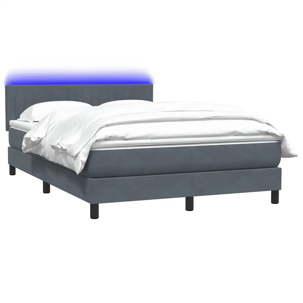 Letto a Molle con Materasso e LED Grigio Scuro 160x210 cm Velluto 3317080