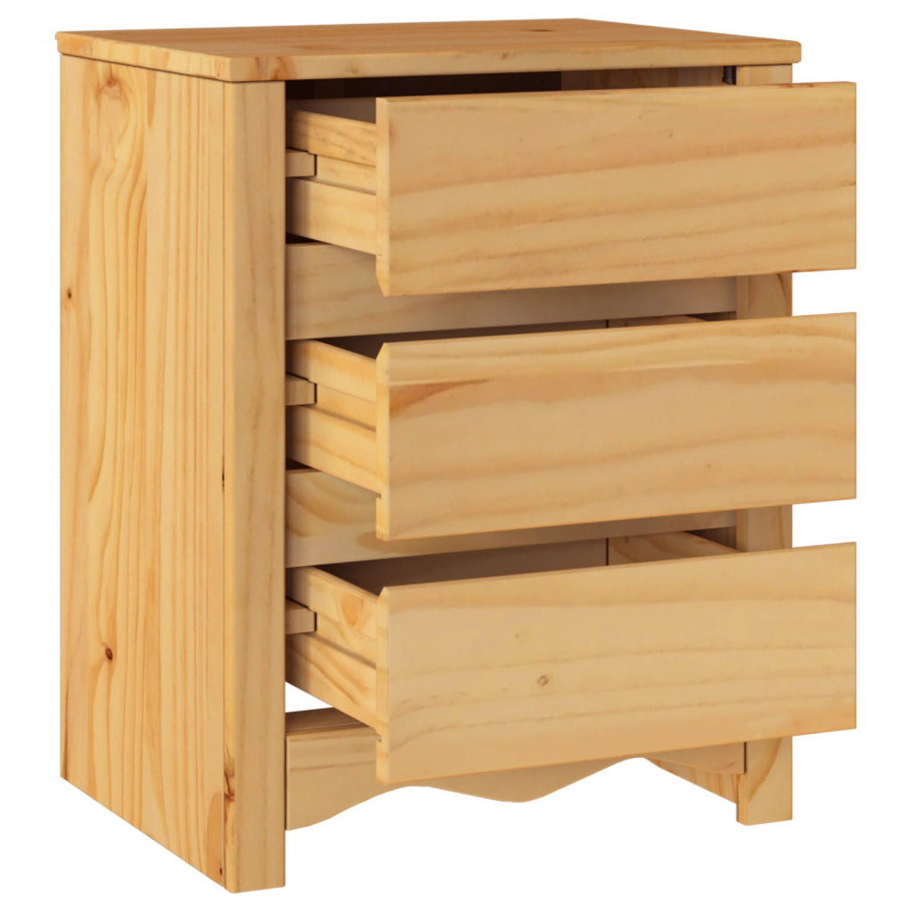 Comodino  "DRAMMEN" 45x35x56 cm in Legno Massello di Pino