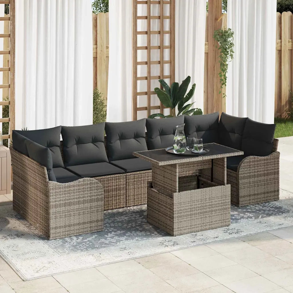Set Divano da Giardino 8 pcs Grigio Rattan in Polipropilene 3357152